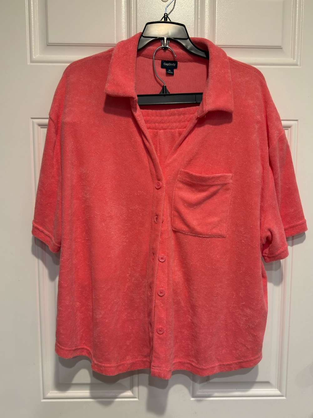 GapBody Coral Pink Terry Cloth Loungewear Set - Top XL / Shorts L Petite